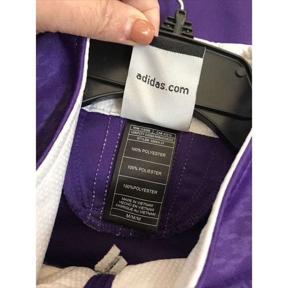 Adidas LOS ANGELES LAKERS PURPLE WHITE WARMUP CLIMALITE JACKET MEN M Full Zip - Picture 5 of 13